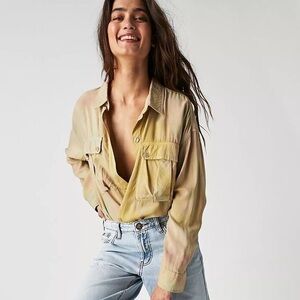 Free People Hendrix Tie Dye Button Down Shirt Tunic